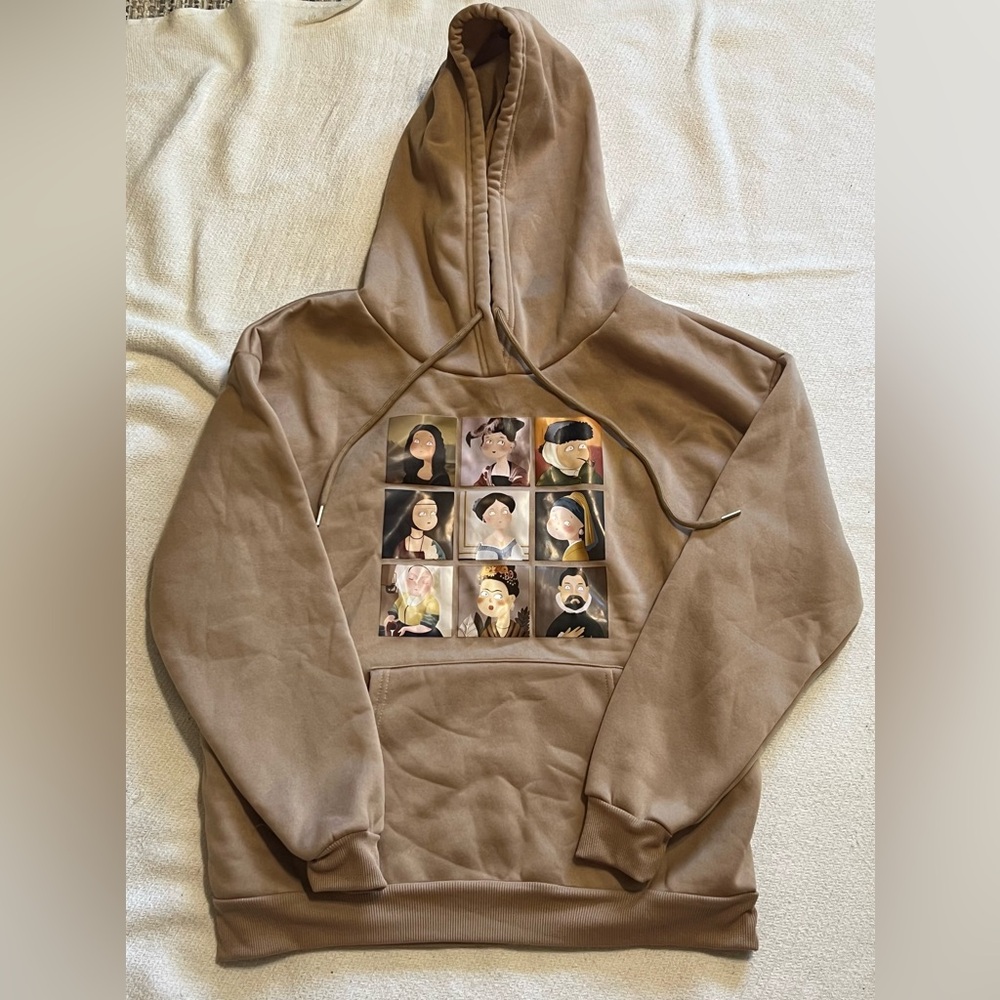 Cartoon Graphic Kangaroo Pocket Drawstring Thermal Hoodie